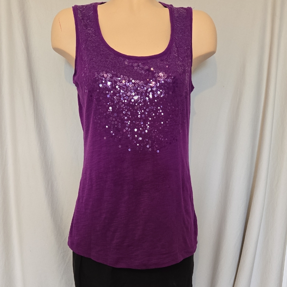 Chico's Purple Sequined Tank Top, Size 1
